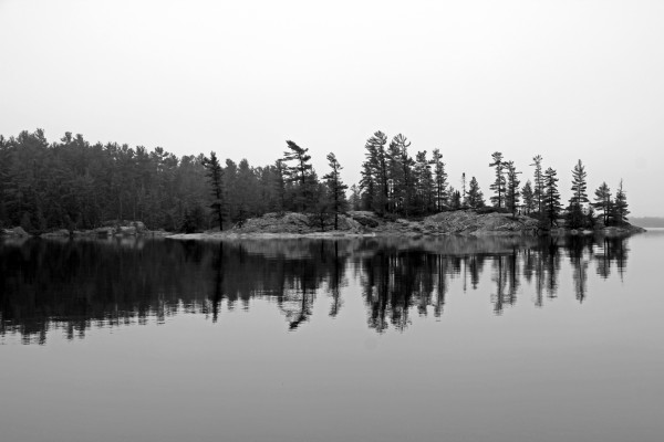 The Misty River Black and White by Deb Oppermann